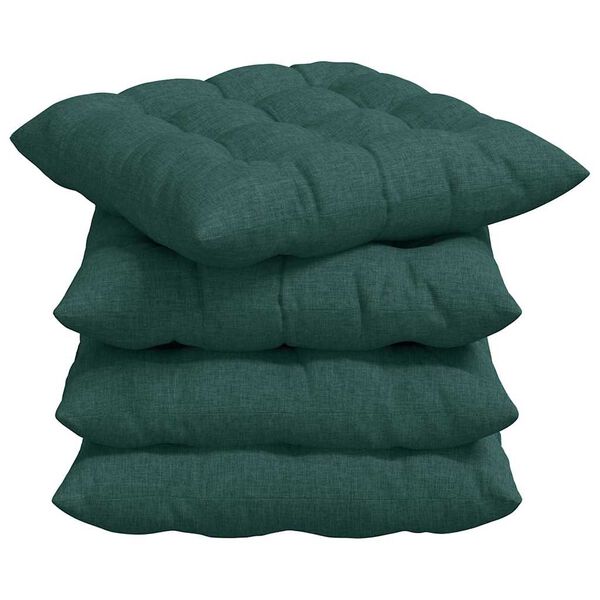 vidaXL Cojines para asiento 2 pcs Verde oscuro 40 x 40 x 6 cm tela