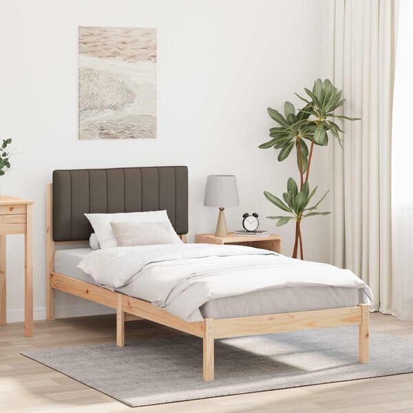 vidaXL Estructura de Cama con Cabecera Tapizada Taup&eacute; 90 x 190 cm