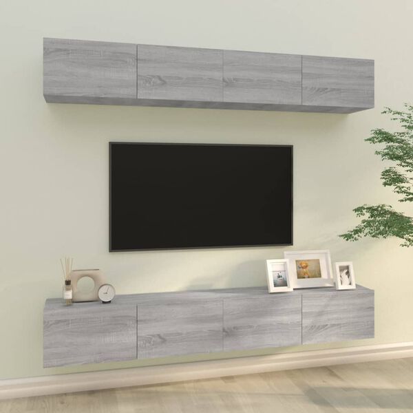 vidaXL Muebles de TV 4 piezas gris Sonoma 100x30x30 cm