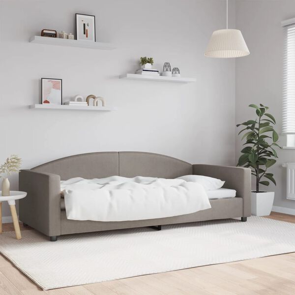vidaXL Sof&aacute; cama sin colch&oacute;n tela taupe 90x200 cm