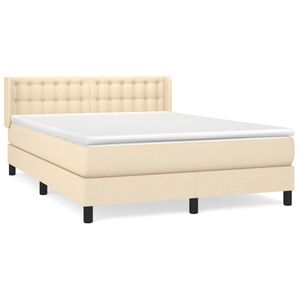 vidaXL Cama box spring con colch&oacute;n tela color crema 140x200 cm