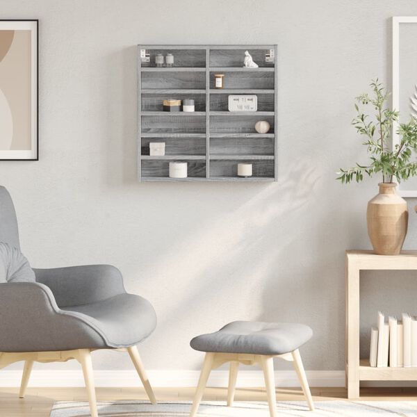 vidaXL Vitrina de madera de ingenier&iacute;a gris Sonoma 60x8,5x58 cm