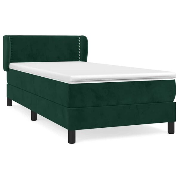 vidaXL Cama box spring con colch&oacute;n terciopelo verde oscuro 80x200 cm