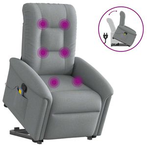 vidaXL Sill&oacute;n de masaje reclinable de pie de tela gris claro