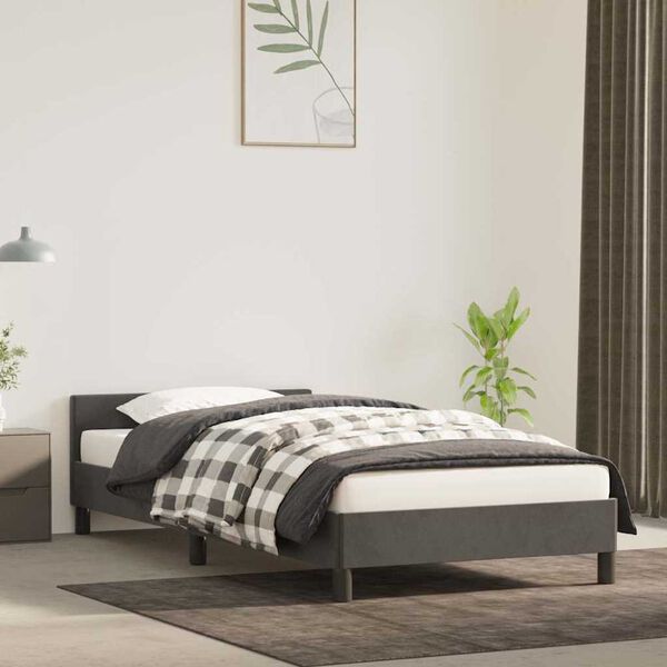 vidaXL Estructura de cama sin colch&oacute;n terciopelo gris oscuro 90x200 cm