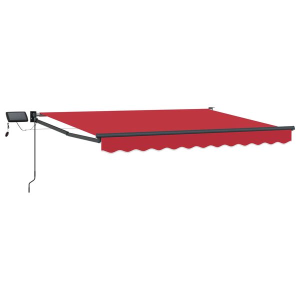 vidaXL Toldo manual retr&aacute;ctil con LEDs Rojo 3,5 x 2 m