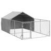 vidaXL Caseta perros exterior con corral 4x2x1,5 m acero galvanizado