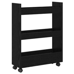 vidaXL Carro de Almacenamiento Estrecho Roble Negro 60 x 22 x 80 cm