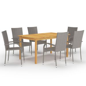 vidaXL Juego de comedor para jard&iacute;n de 7 piezas gris