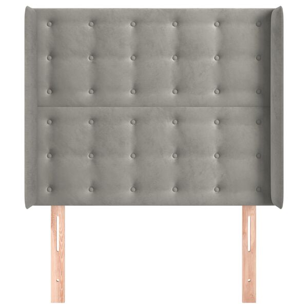 vidaXL Cabecero con orejas de terciopelo gris claro 103x16x118/128 cm