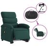 vidaXL Sill&oacute;n masaje el&eacute;ctrico reclinable elevable tela verde oscuro
