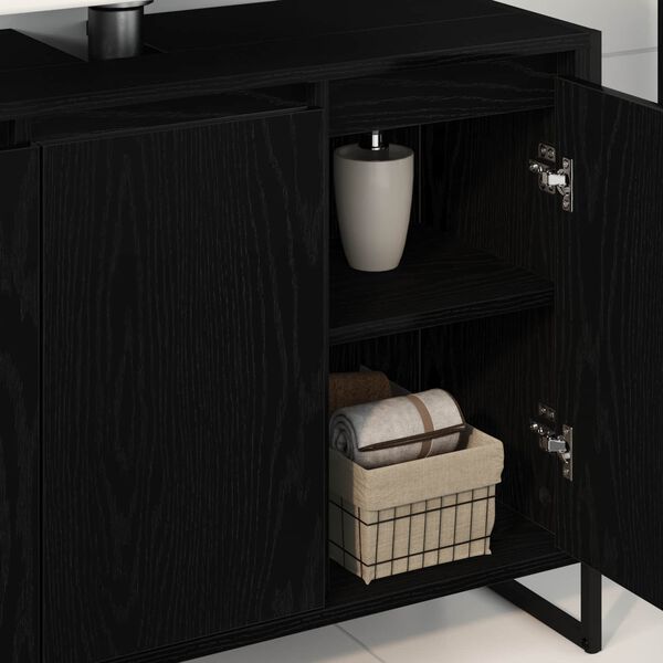 vidaXL Gabinete de Ba&ntilde;o con almacenamiento Roble Negro 90 x 30 x 60 cm