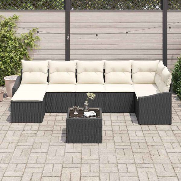 vidaXL Conjunto de sofá de jardín 8 pcs Marrón y crema ratán sintético