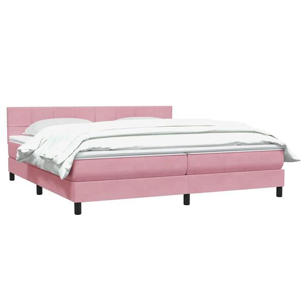 vidaXL Cama box spring con colch&oacute;n terciopelo rosa 180x220 cm