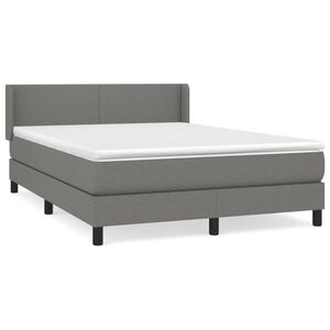 vidaXL Cama box spring con colch&oacute;n tela gris oscuro 140x200 cm