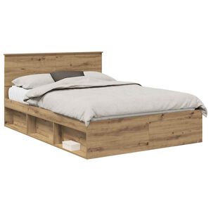 vidaXL Estructura de cama con cabecera Roble Artesanal 140 x 200 cm