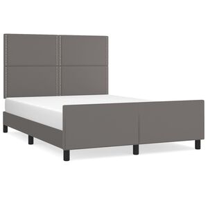 vidaXL Estructura de cama sin colch&oacute;n cuero sint&eacute;tico gris 140x190 cm