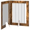 vidaXL Puerta para perros plegable con soportes 2 uds. Roble Ahumado