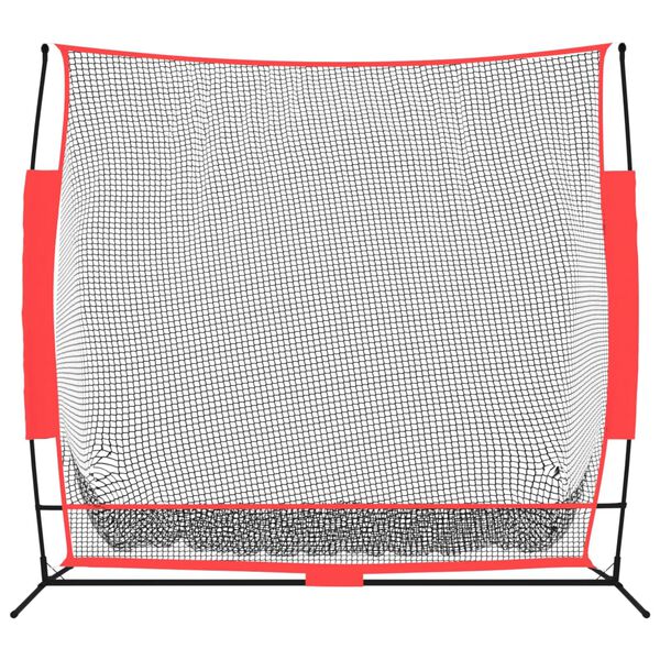 vidaXL Red de b&eacute;isbol port&aacute;til poli&eacute;ster negro y rojo 215x107x216 cm