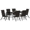 vidaXL Conjunto de Comedor de Jard&iacute;n 7 pcs Negro Polirat&aacute;n