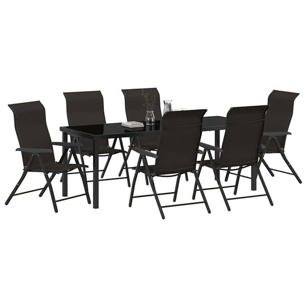 vidaXL Conjunto de Comedor de Jard&iacute;n 7 pcs Negro Polirat&aacute;n