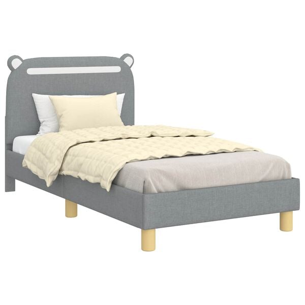 vidaXL Cama para ni&ntilde;os con cabecero Gris Claro 80 x 160 cm tela