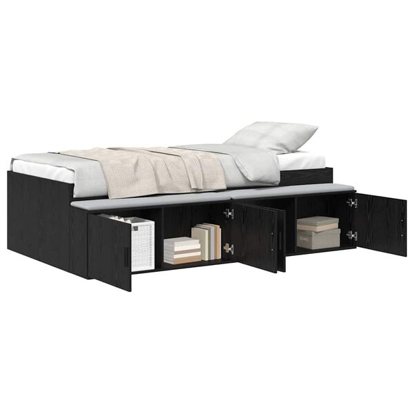 vidaXL Estructura de cama Roble Negro 90 x 190 cm Madera contrachapada