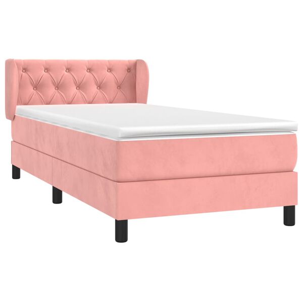 vidaXL Cama box spring con colch&oacute;n terciopelo rosa 80x200 cm