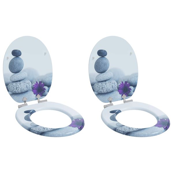 vidaXL Asiento de WC 2 pcs Gris 44 x 38 cm Tablero de MDF