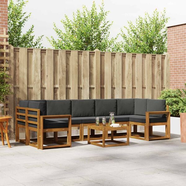 vidaXL Conjunto de sof&aacute;s de exterior 8 pcs Natural y Antracita