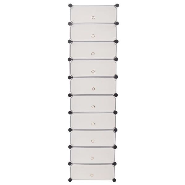 vidaXL Zapatero apilable con 10 compartimentos blanco