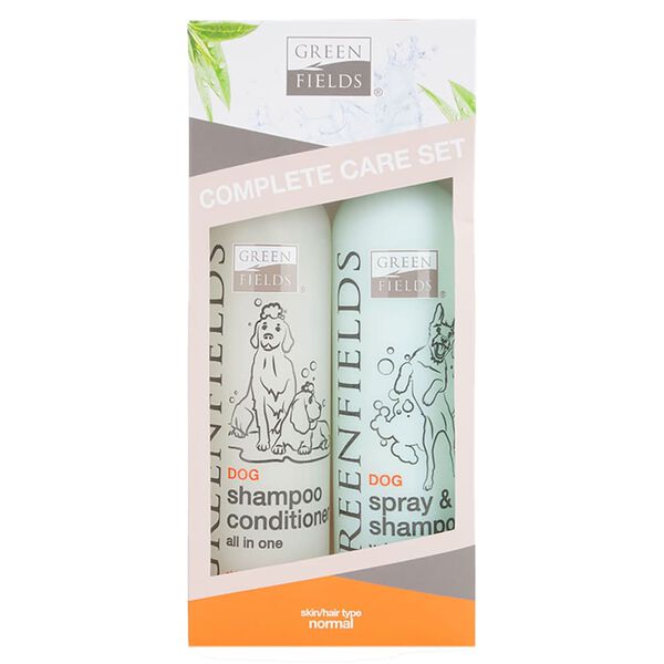 Greenfields Lote de champ&uacute; y espray para perros completo 2x250 ml