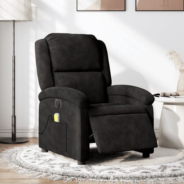 vidaXL Sillón reclinable de masaje eléctrico terciopelo negro