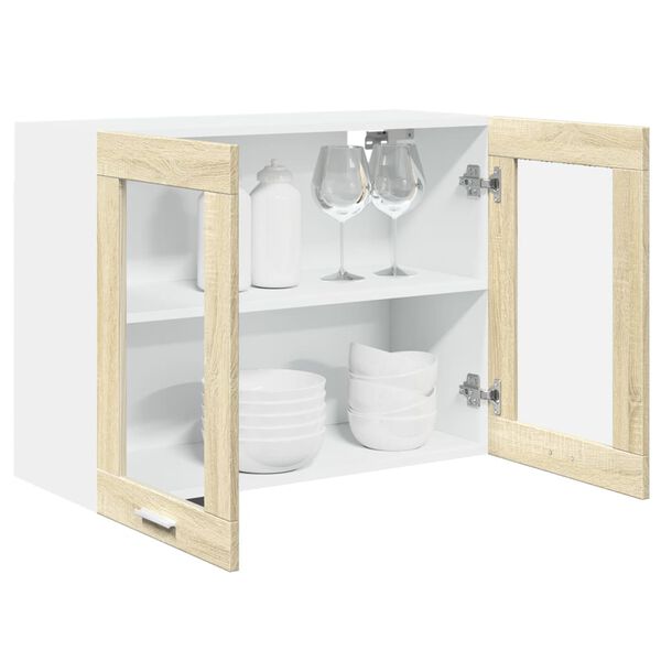 vidaXL Vitrina colgante "Lyon" roble Sonoma 80x31x60 cm madera de ingeniería