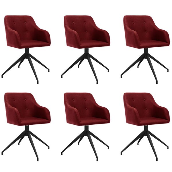 vidaXL Sillas de comedor giratorias 6 unidades tela rojo tinto