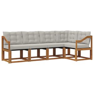 vidaXL Conjunto de sof&aacute;s de exterior 5 pcs Gris Natural y Claro