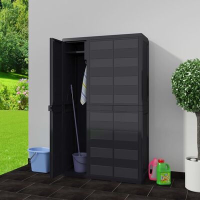 vidaXL Armario de jardín con 4 estantes negro