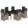 vidaXL Set comedor jard&iacute;n 7 pzas y cojines rat&aacute;n sint&eacute;tico gris