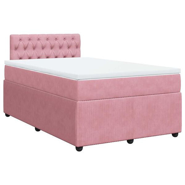vidaXL Cama box spring con colch&oacute;n terciopelo rosa 120x200 cm