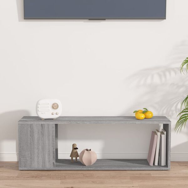 vidaXL Mueble de TV madera contrachapada gris Sonoma 100x24x32 cm