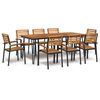 vidaXL Juego de comedor de jard&iacute;n 9 pzas madera maciza acacia y metal