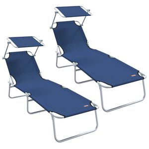 vidaXL Tumbona 2 uds. Poli&eacute;ster Azul