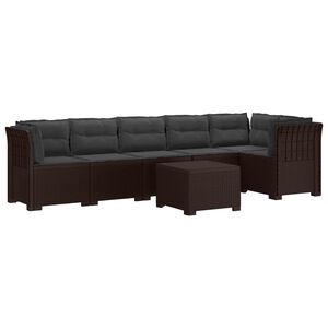 vidaXL Sof&aacute; de Jard&iacute;n para 6 Personas con Cojines Estilo Rattan PP