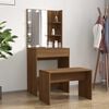 vidaXL Juego de tocador con LED madera contrachapada roble marr&oacute;n