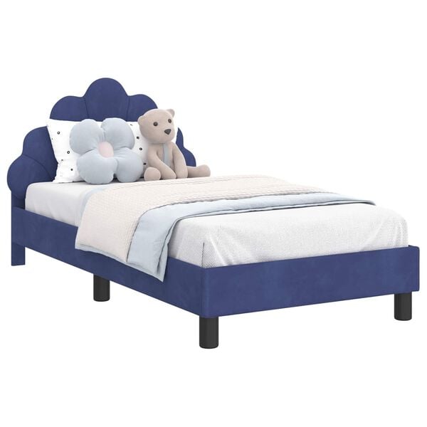 vidaXL Cama para ni&ntilde;os con cabecero Azul Polic&iacute;a 80 x 160 cm