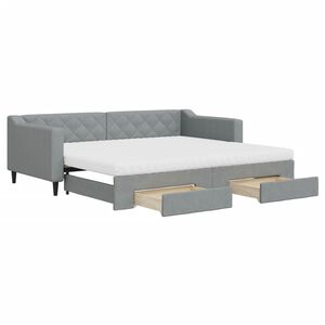 vidaXL Sof&aacute; cama nido con cajones tela gris claro 90x200 cm