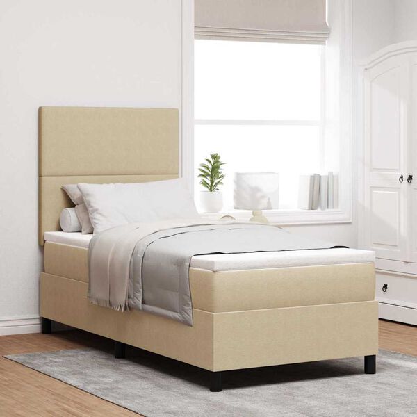 vidaXL Cama tipo Box Spring Gris claro y blanco. 193 x 90 x 128 cm