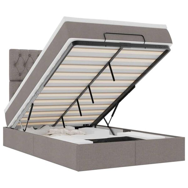 vidaXL Estructura de cama otomana colch&oacute;n tela topo 120x190 cm