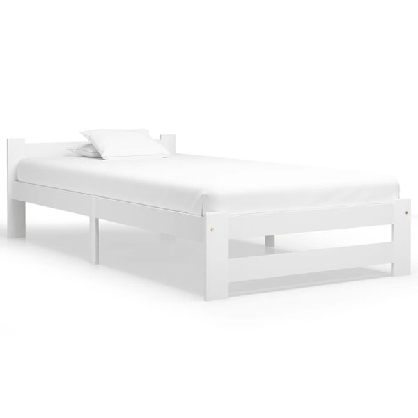 vidaXL Estructura de cama sin colch&oacute;n madera de pino blanco 100x200 cm