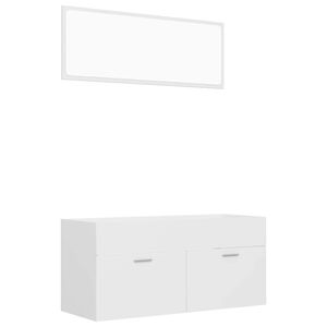 vidaXL Juego de muebles de ba&ntilde;o 2 pzas madera contrachapada blanco